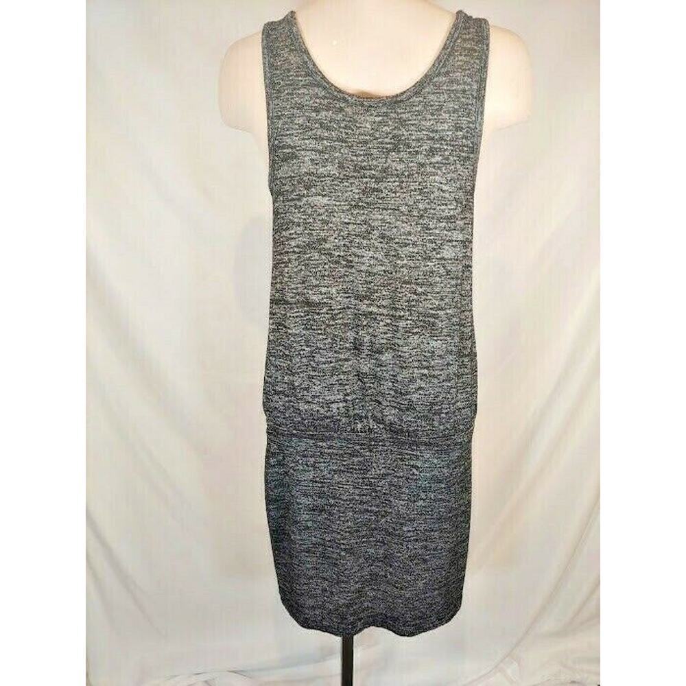 Ann Taylor LOFT Spacedye Sleeveless Drop Waist Dress Black Gray Small